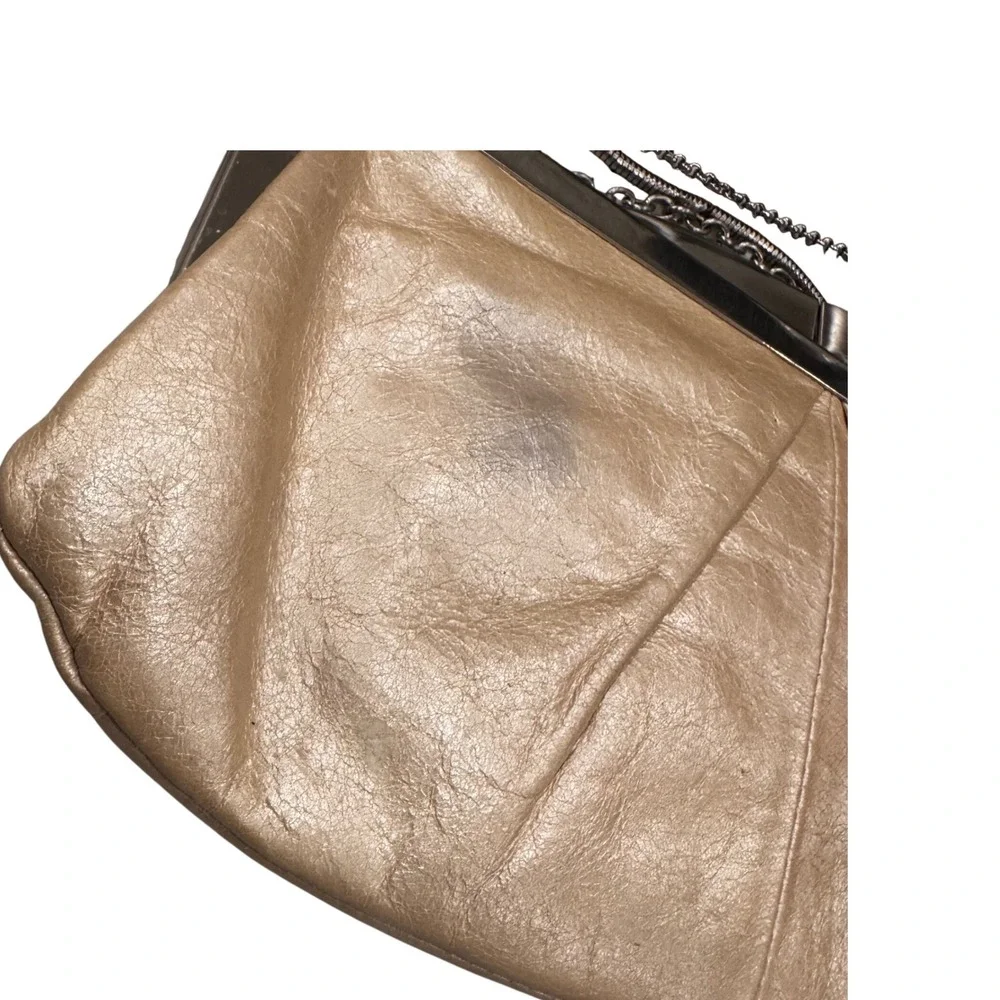 HOBO‎ Hayley Chain Strap Clutch Bag pearlescent Beige pinkish tinge Leather